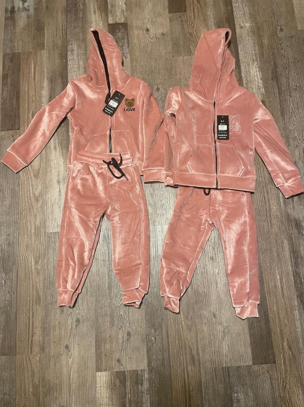 Kids Velvet Hoodie & Jogger Set - Dusty Rose Pink
